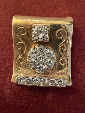 Custom Gold Diamond Cluster Pendant Vintage Antique Rare
